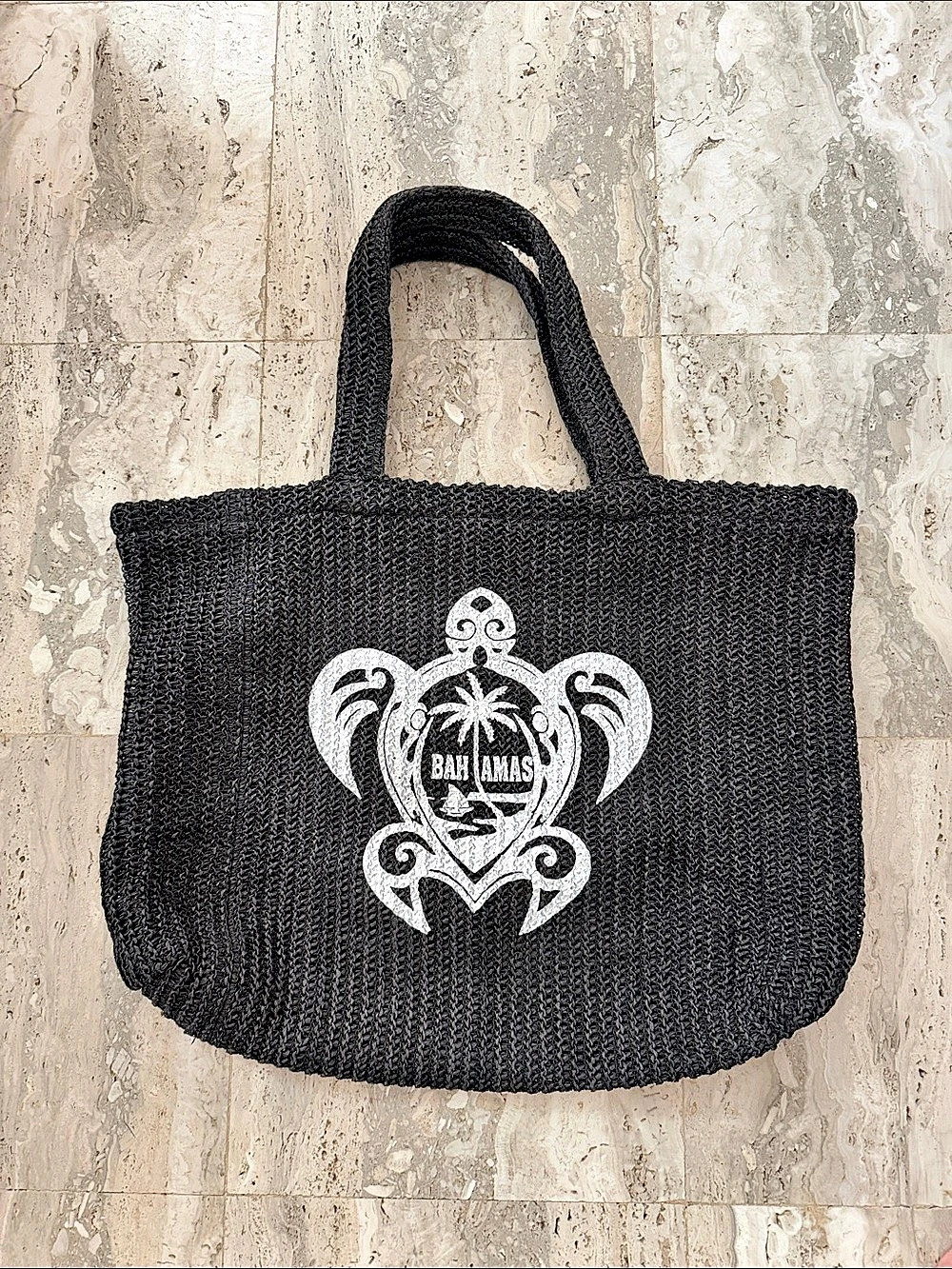 Bahamas Black Straw Tote Bag
